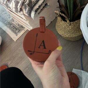 A Engraved Leather Golf Bag Tag